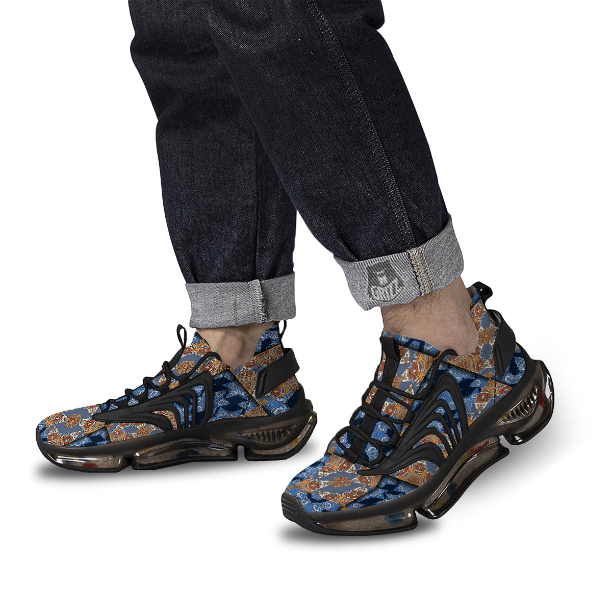 Patchwork Floral Vintage Print Pattern Black Gym Shoes-grizzshop