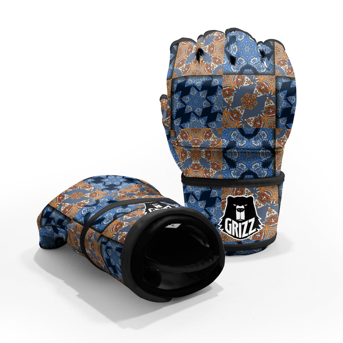 Patchwork Floral Vintage Print Pattern MMA Gloves-grizzshop