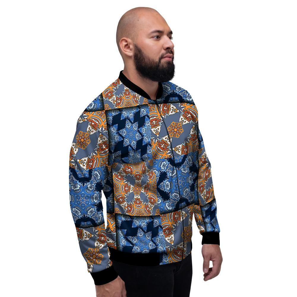 Patchwork Floral Vintage Print Pattern Men's Bomber Jacket-grizzshop