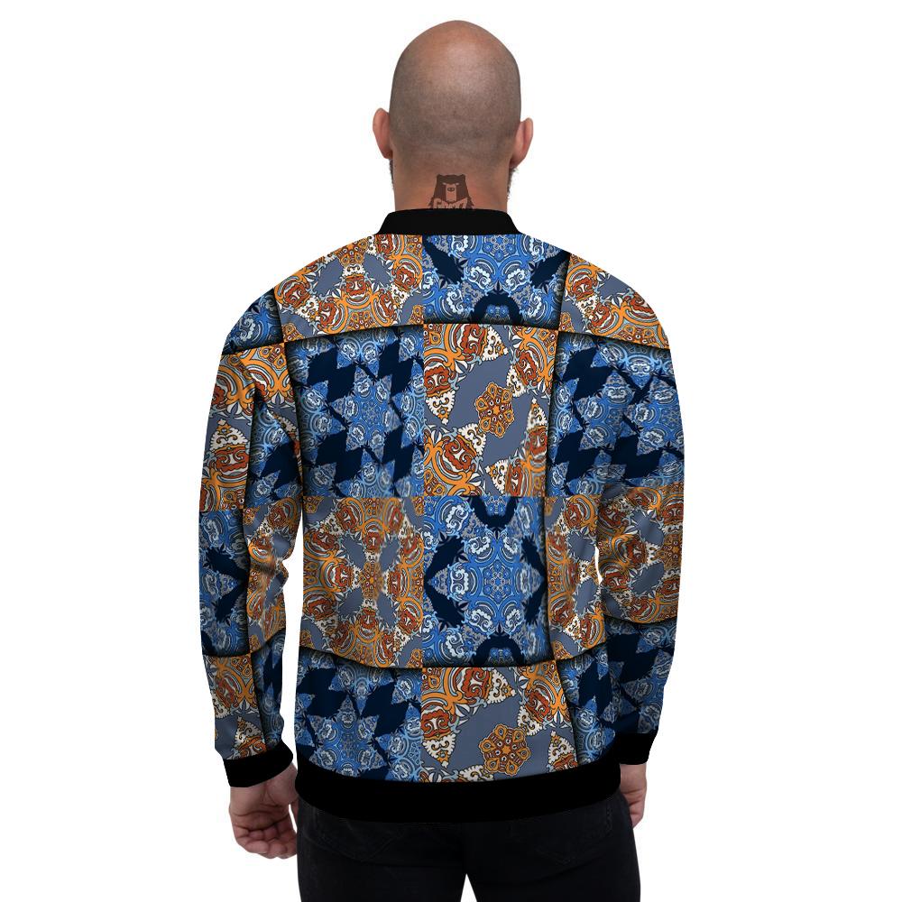 Patchwork Floral Vintage Print Pattern Men's Bomber Jacket-grizzshop