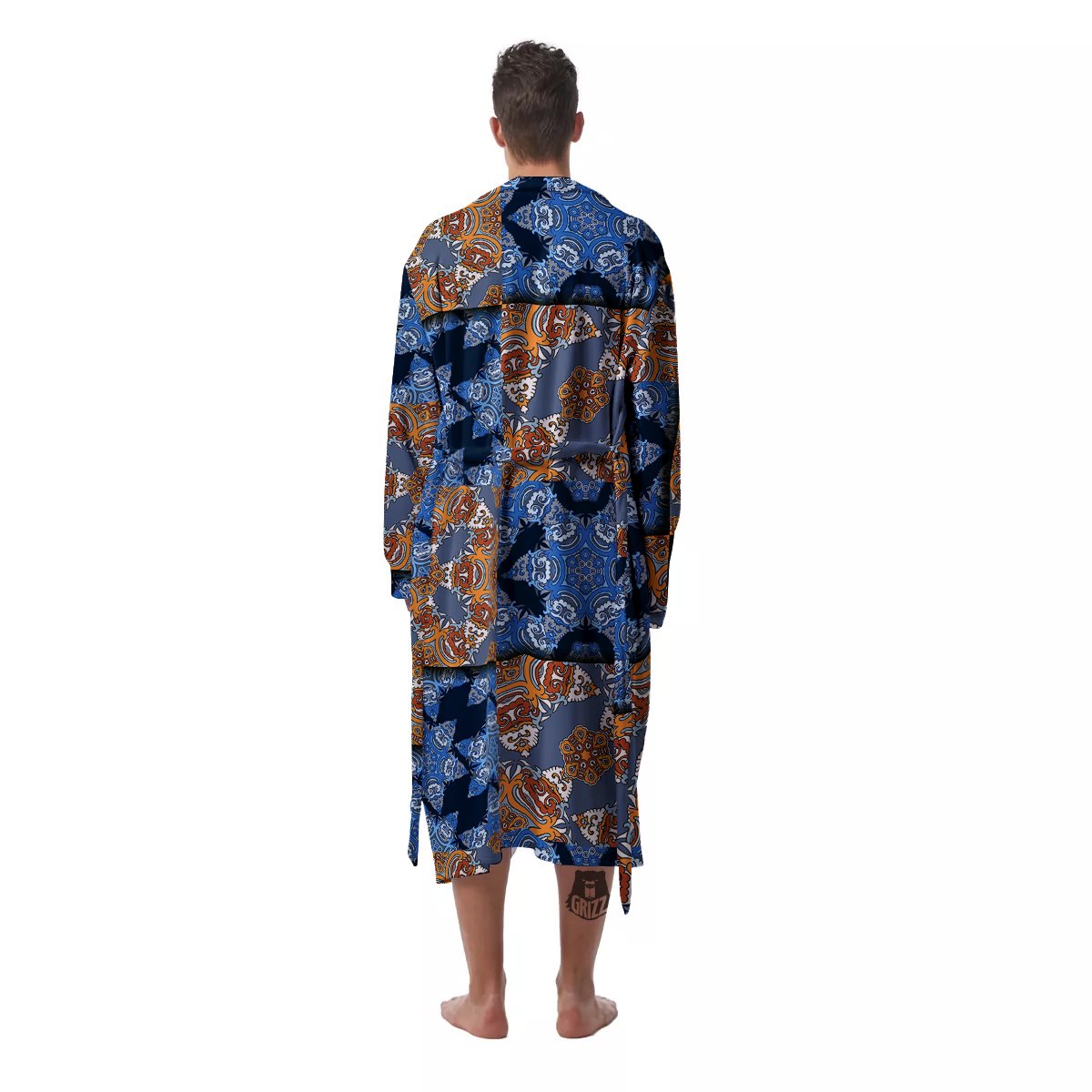 Patchwork Floral Vintage Print Pattern Men's Robe-grizzshop