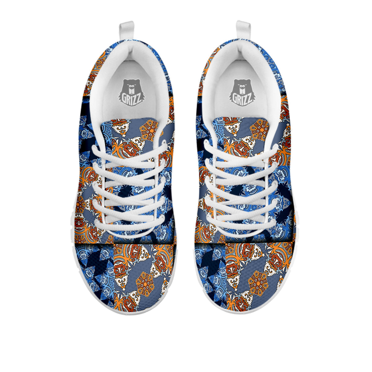 Patchwork Floral Vintage Print Pattern White Sneaker-grizzshop