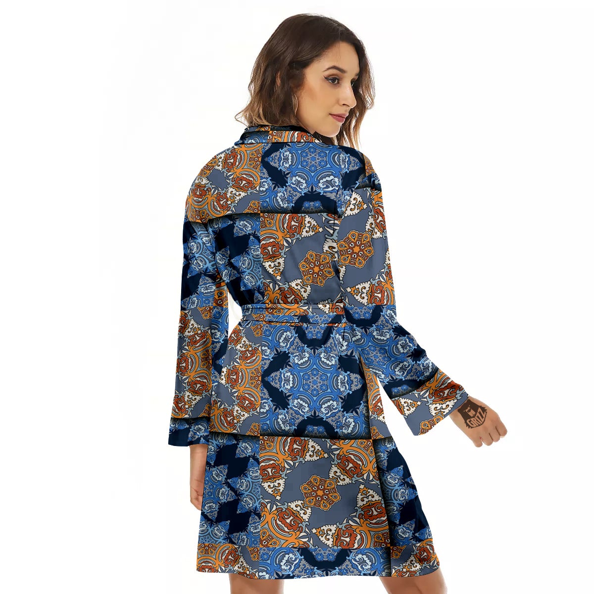 Patchwork Floral Vintage Print Pattern Women's Robe-grizzshop