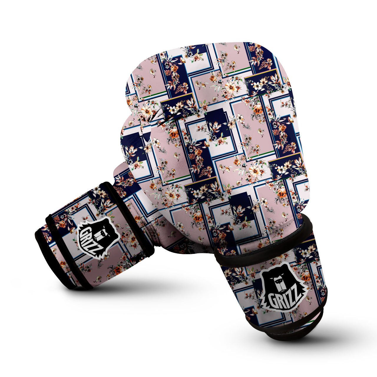 Patchwork Flower Vintage Print Pattern Boxing Gloves-grizzshop
