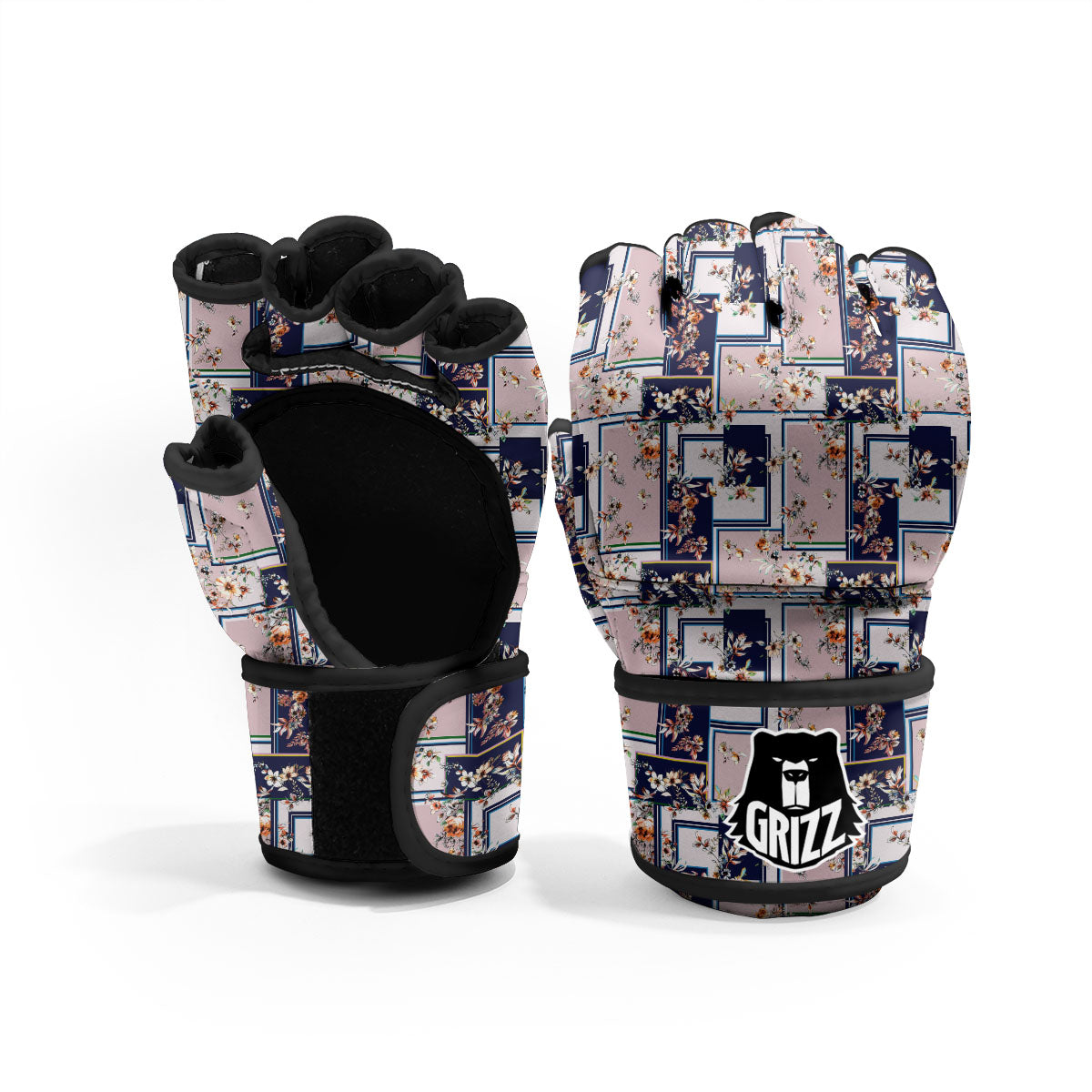 Patchwork Flower Vintage Print Pattern MMA Gloves-grizzshop