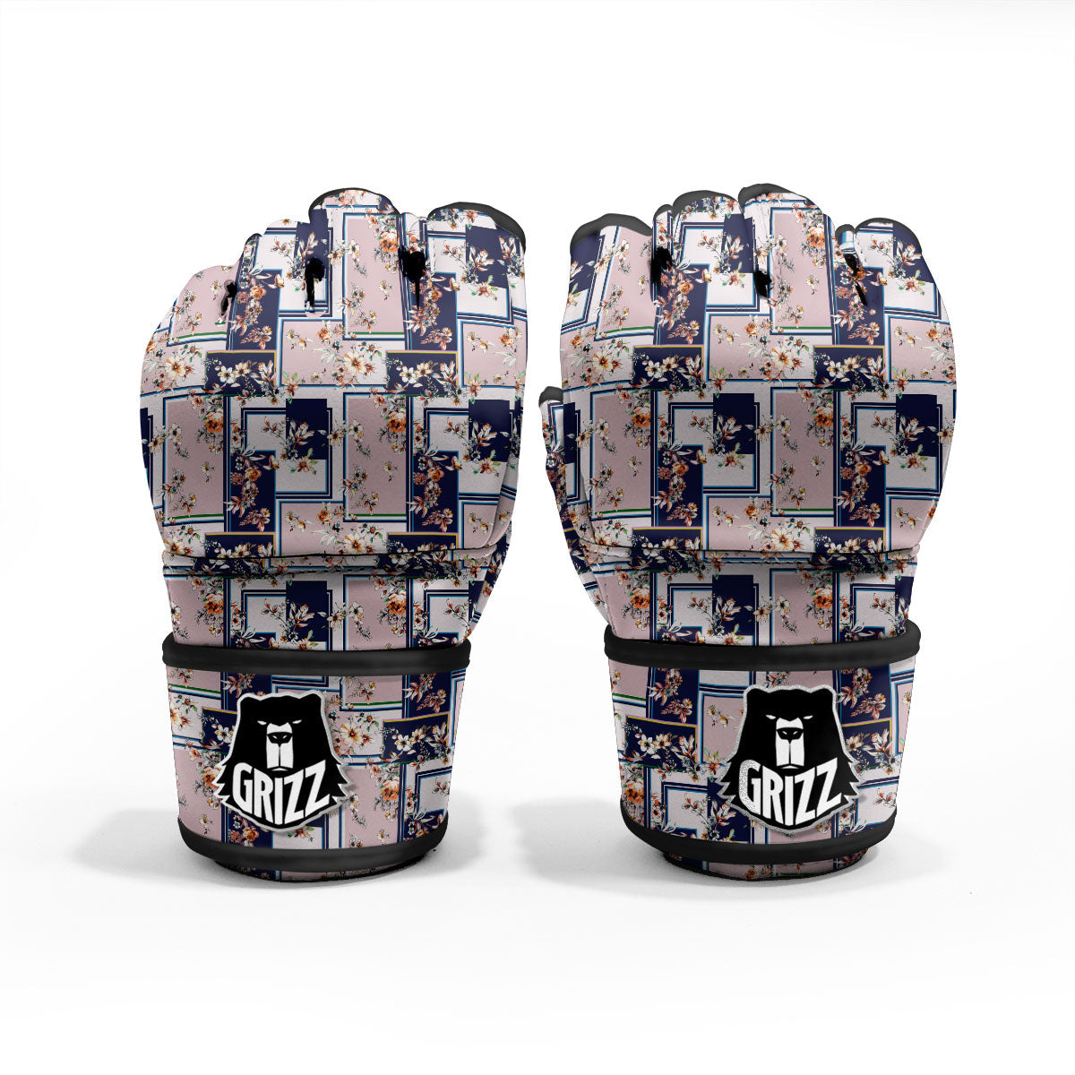 Patchwork Flower Vintage Print Pattern MMA Gloves-grizzshop