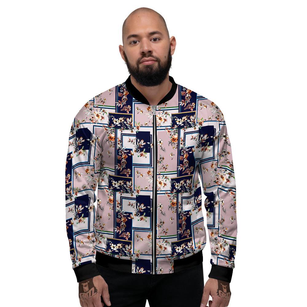 Patchwork Flower Vintage Print Pattern Men's Bomber Jacket-grizzshop