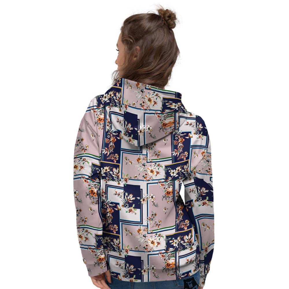 Patchwork Flower Vintage Print Pattern Women's Hoodie-grizzshop