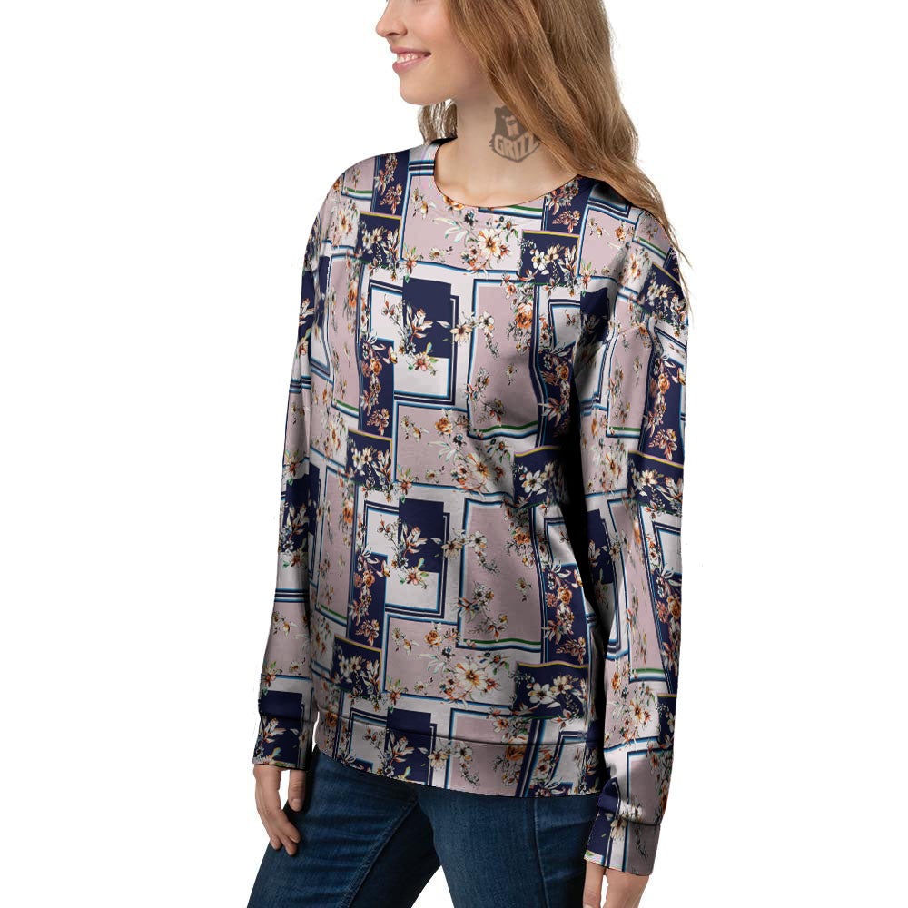 Patchwork Flower Vintage Print Pattern Women's Sweatshirt-grizzshop