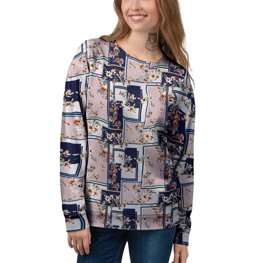 Patchwork Flower Vintage Print Pattern Women's Sweatshirt-grizzshop