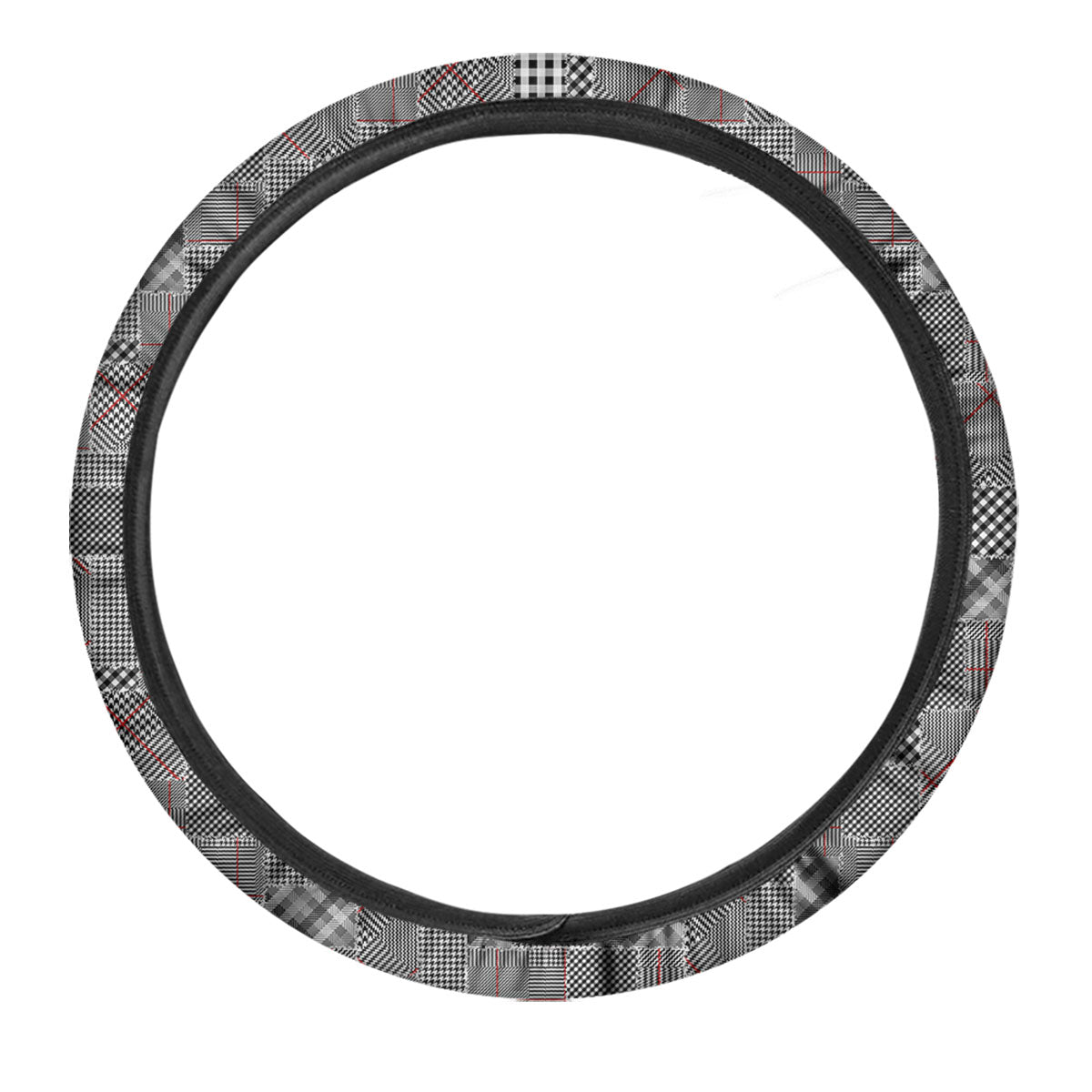 Patchwork Glen Plaid Print Pattern Car Steering Wheel Cover-grizzshop