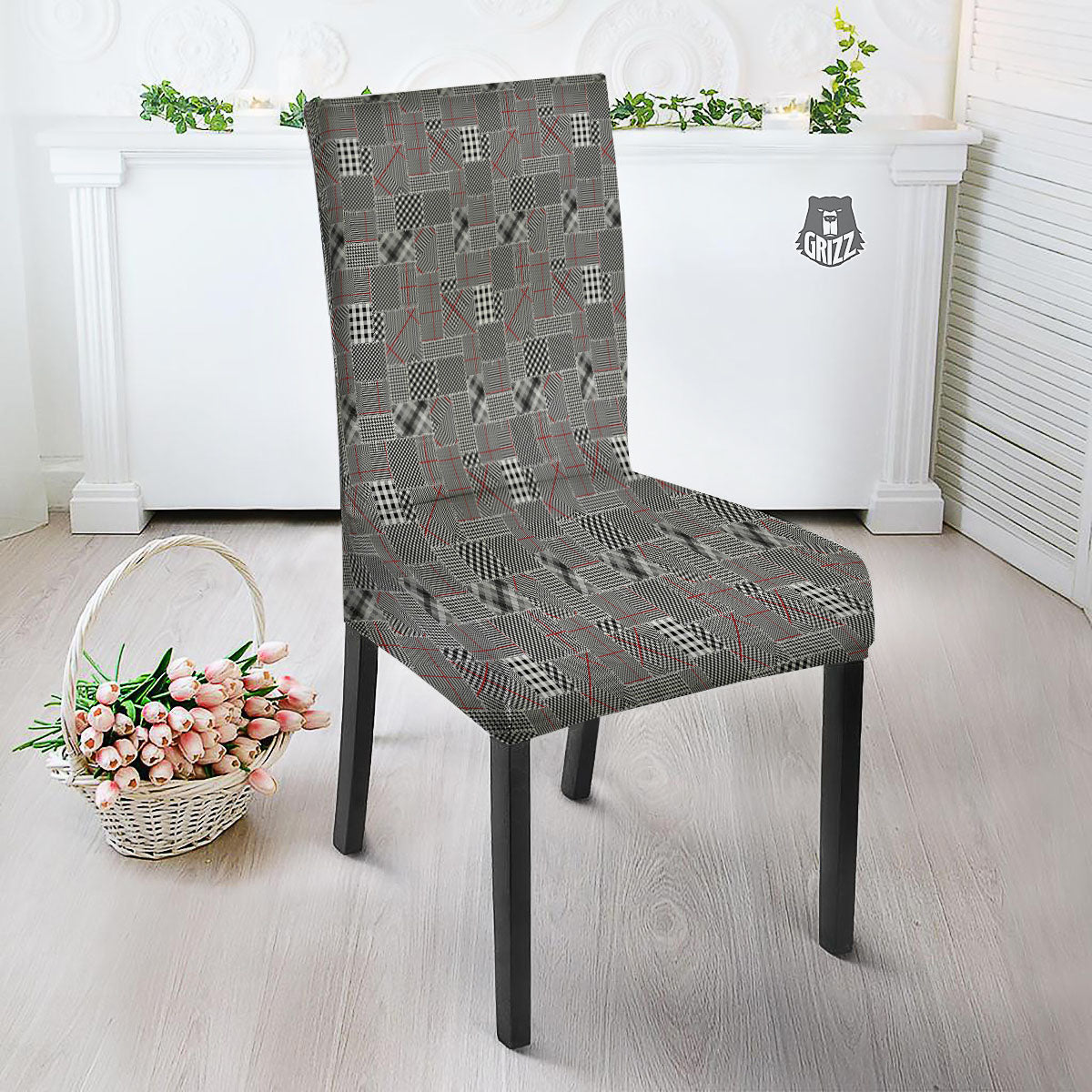 Patchwork Glen Plaid Print Pattern Dining Chair Slipcover-grizzshop