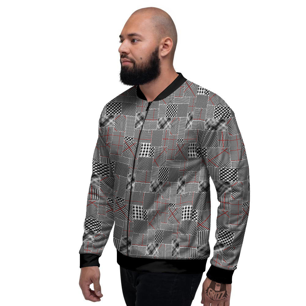 Patchwork Glen Plaid Print Pattern Men's Bomber Jacket-grizzshop