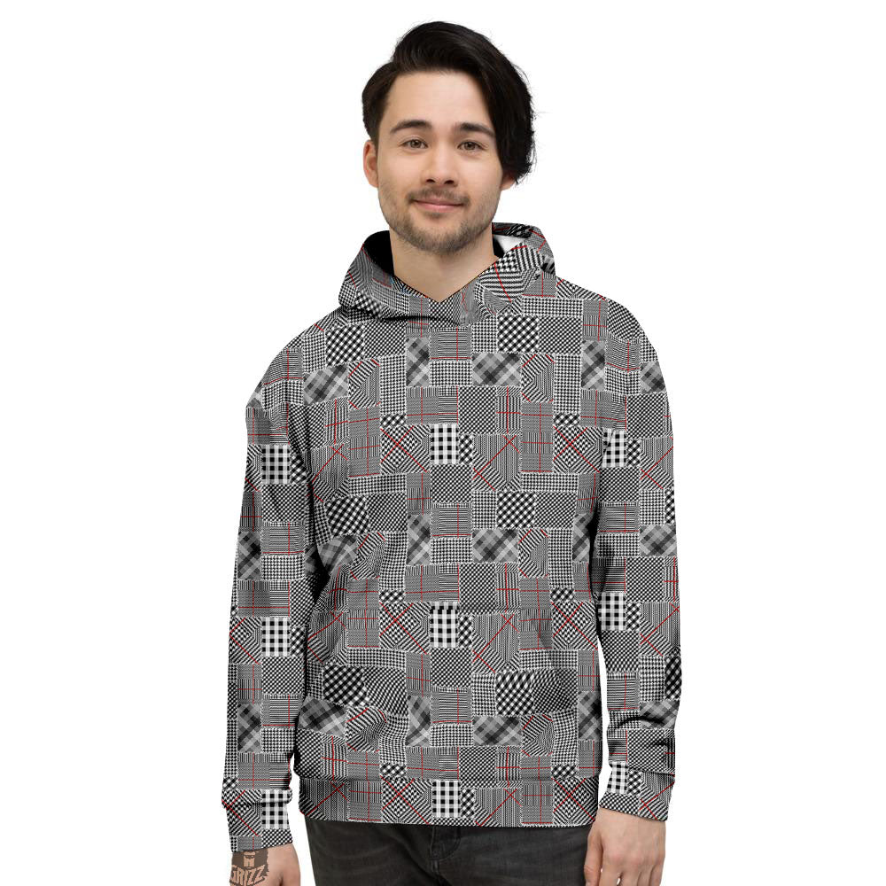 Patchwork Glen Plaid Print Pattern Men's Hoodie-grizzshop