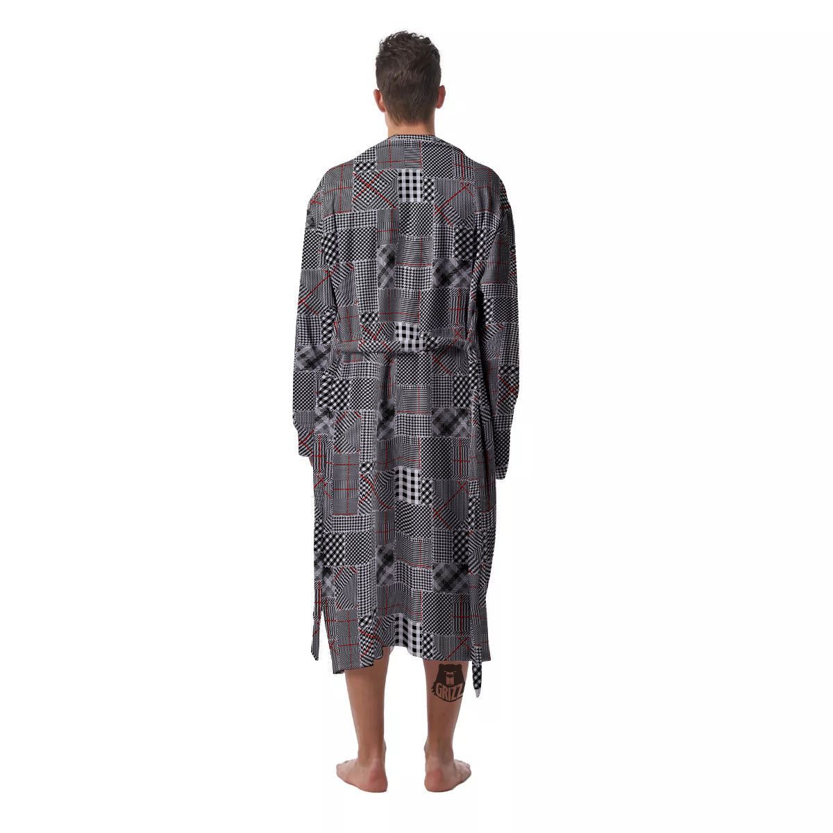 Patchwork Glen Plaid Print Pattern Men's Robe-grizzshop