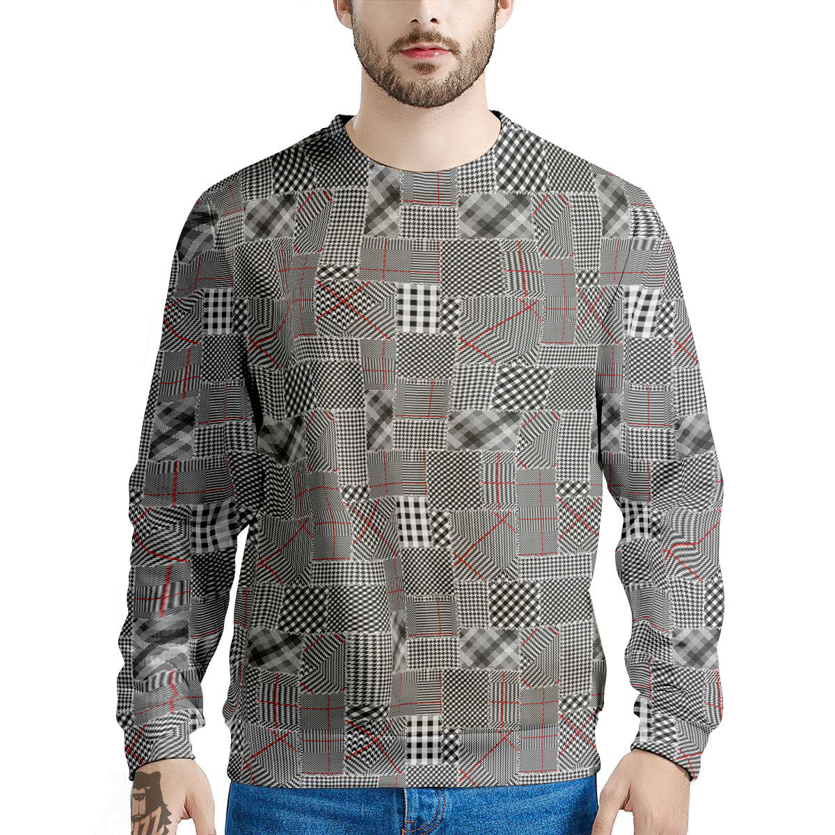 Patchwork Glen Plaid Print Pattern Men's Sweatshirt-grizzshop
