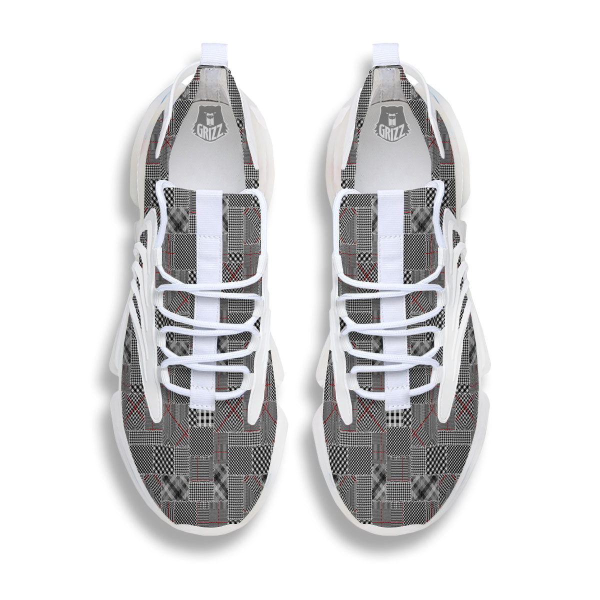 Patchwork Glen Plaid Print Pattern White Gym Shoes-grizzshop