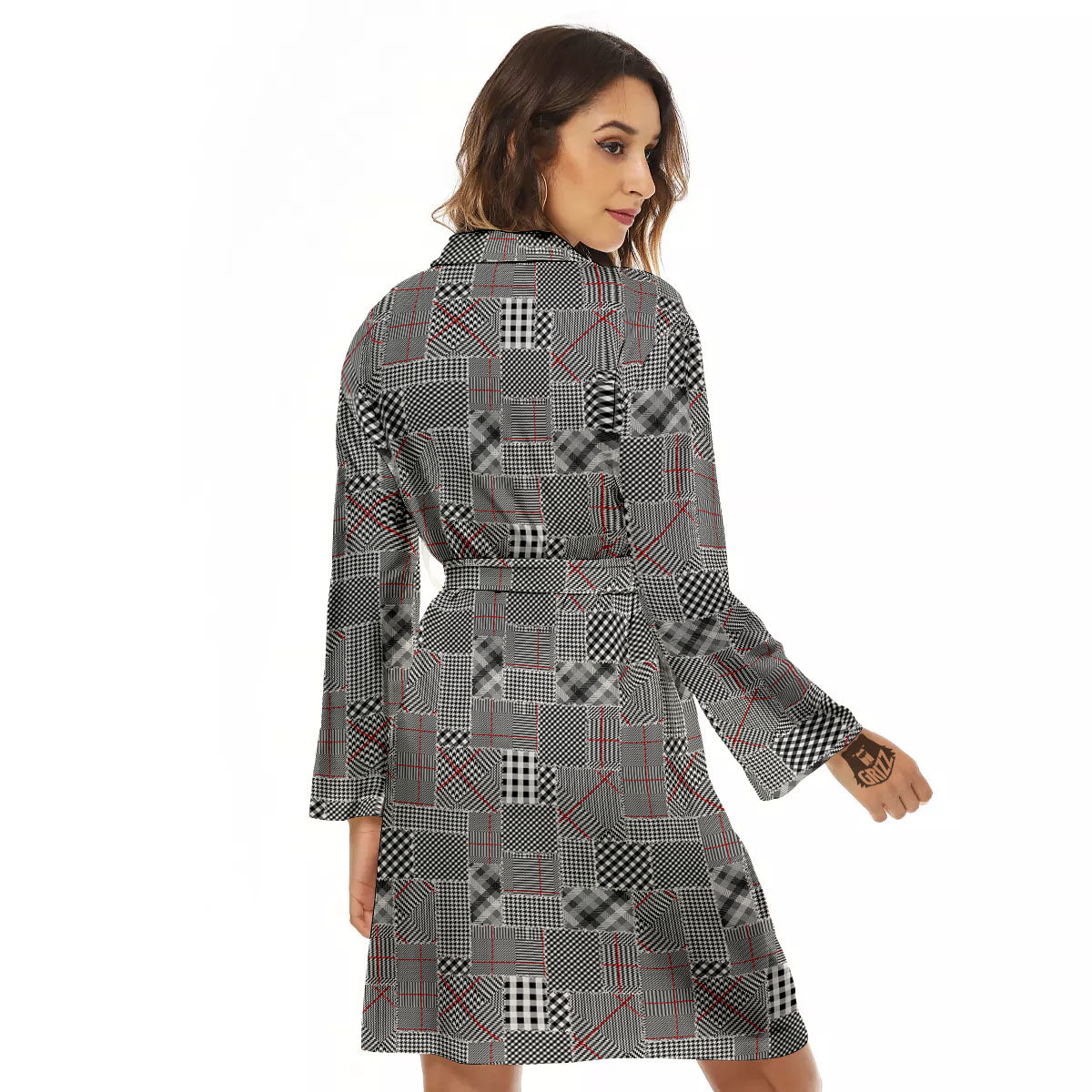 Patchwork Glen Plaid Print Pattern Women's Robe-grizzshop