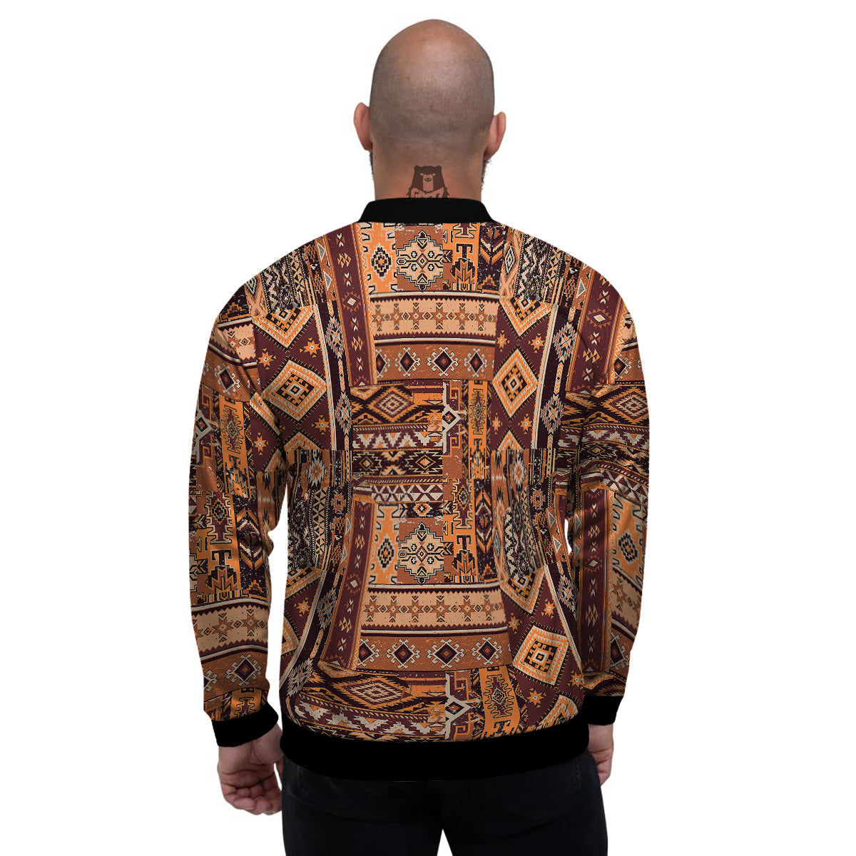 Patchwork Grunge Native American Print Pattern Men's Bomber Jacket-grizzshop