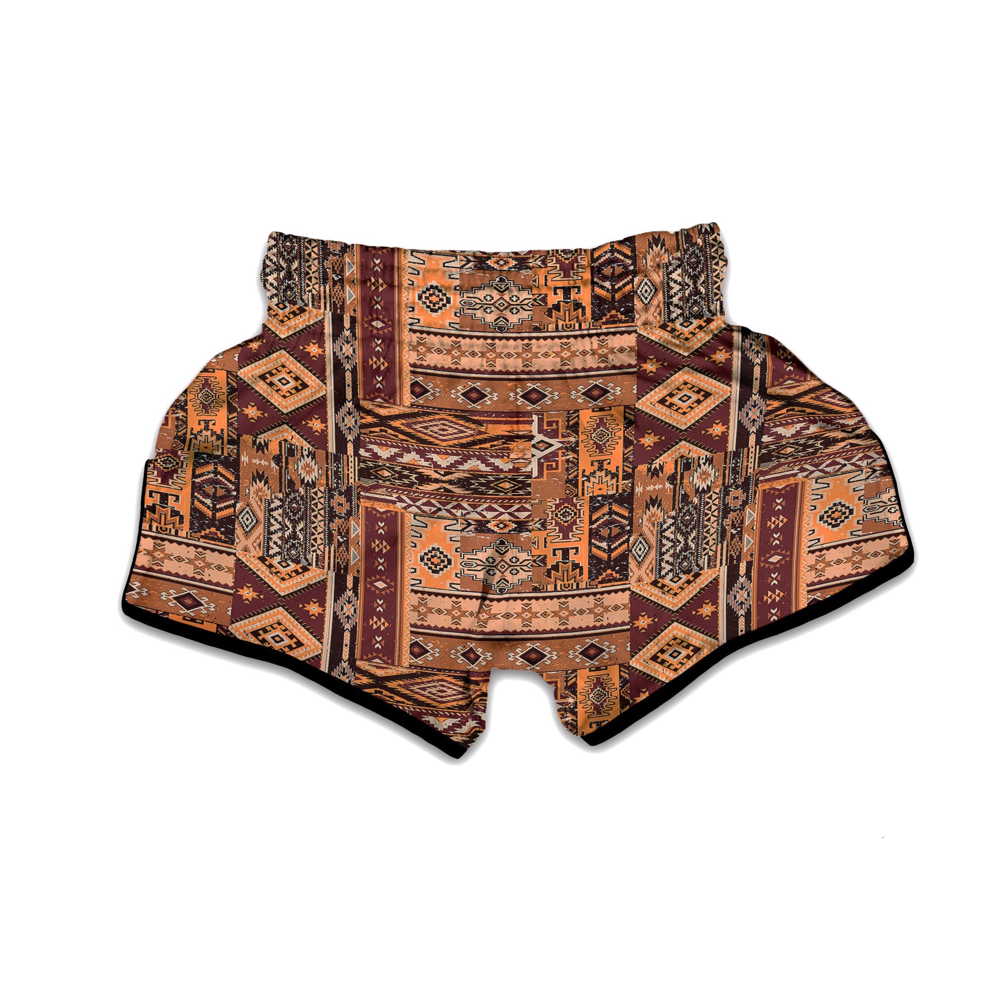 Patchwork Grunge Native American Print Pattern Muay Thai Boxing Shorts-grizzshop