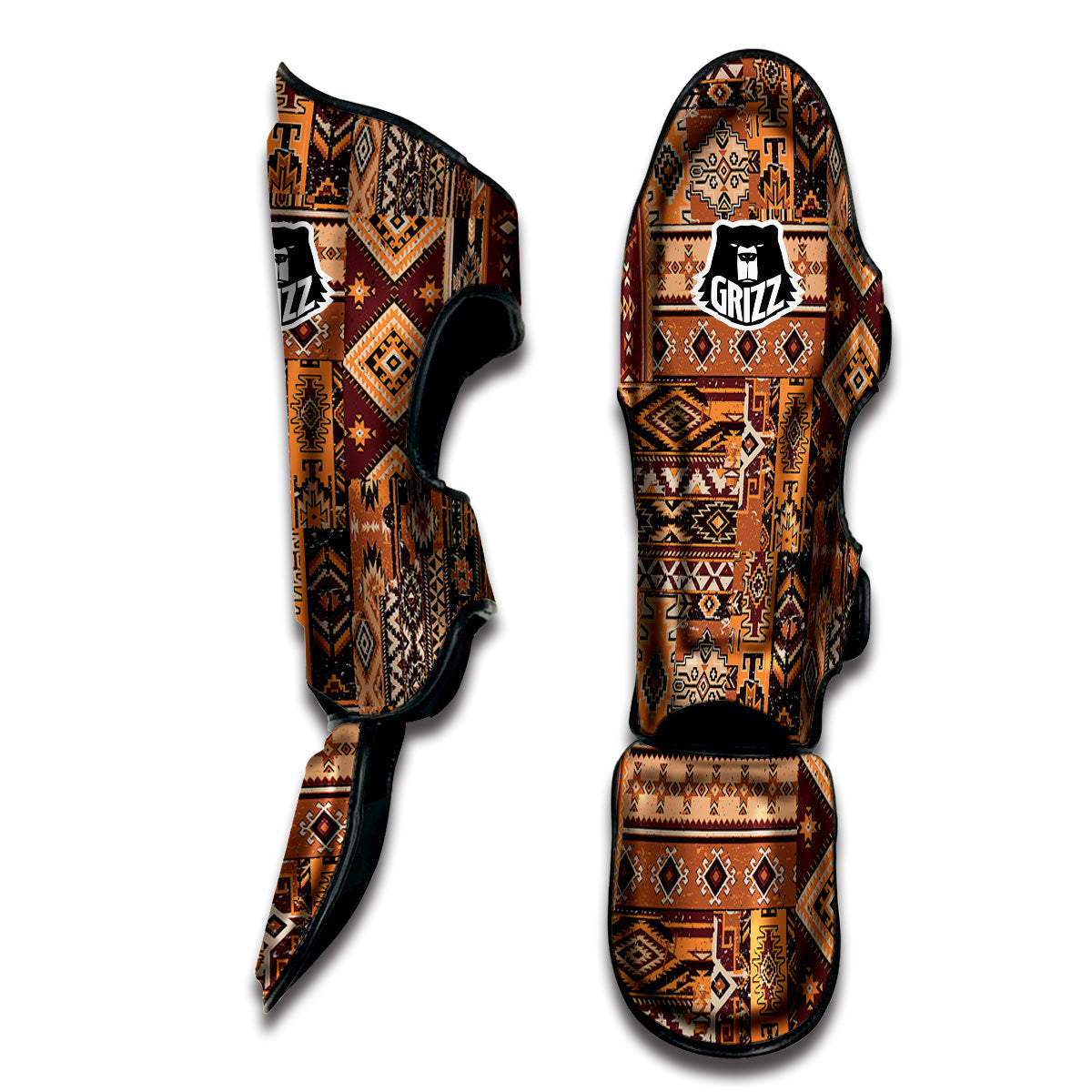 Patchwork Grunge Native American Print Pattern Muay Thai Shin Guards-grizzshop