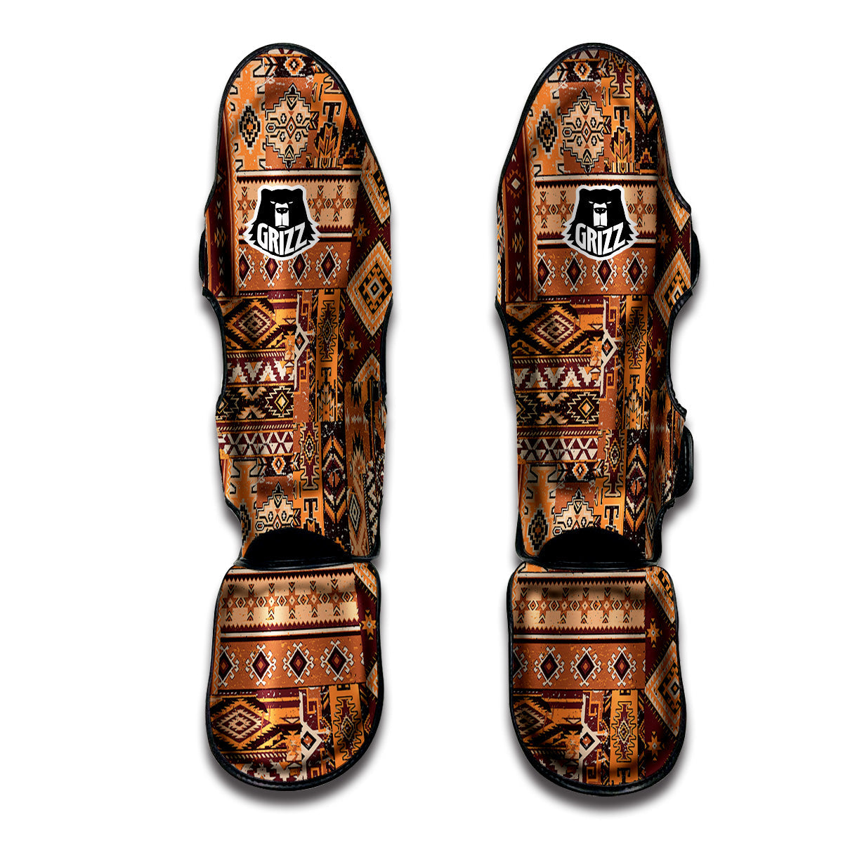Patchwork Grunge Native American Print Pattern Muay Thai Shin Guards-grizzshop