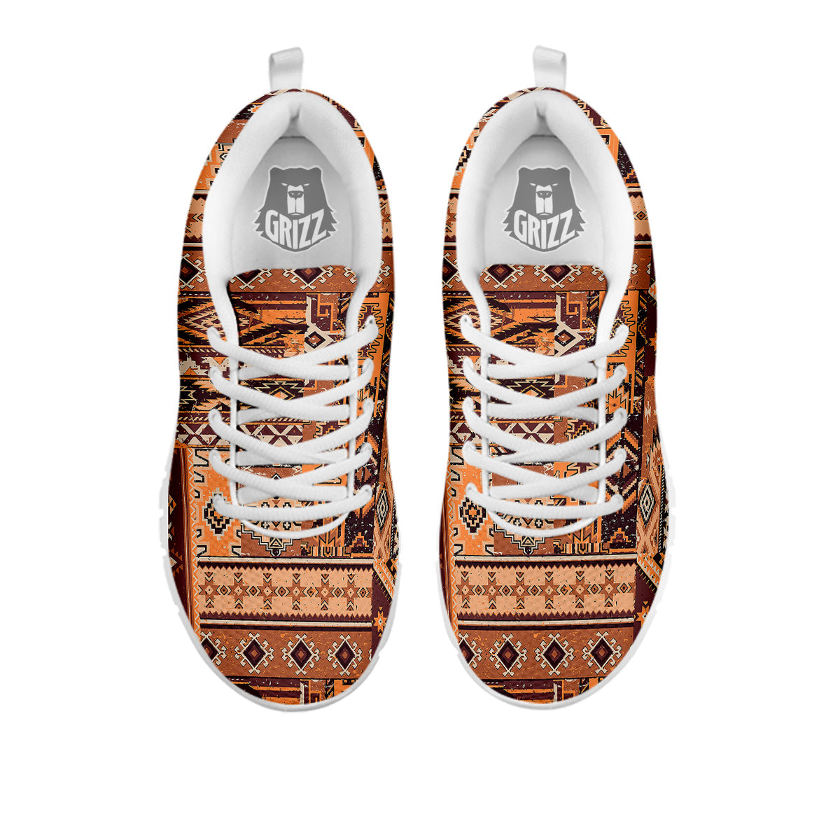 Patchwork Grunge Native American Print Pattern White Sneaker-grizzshop