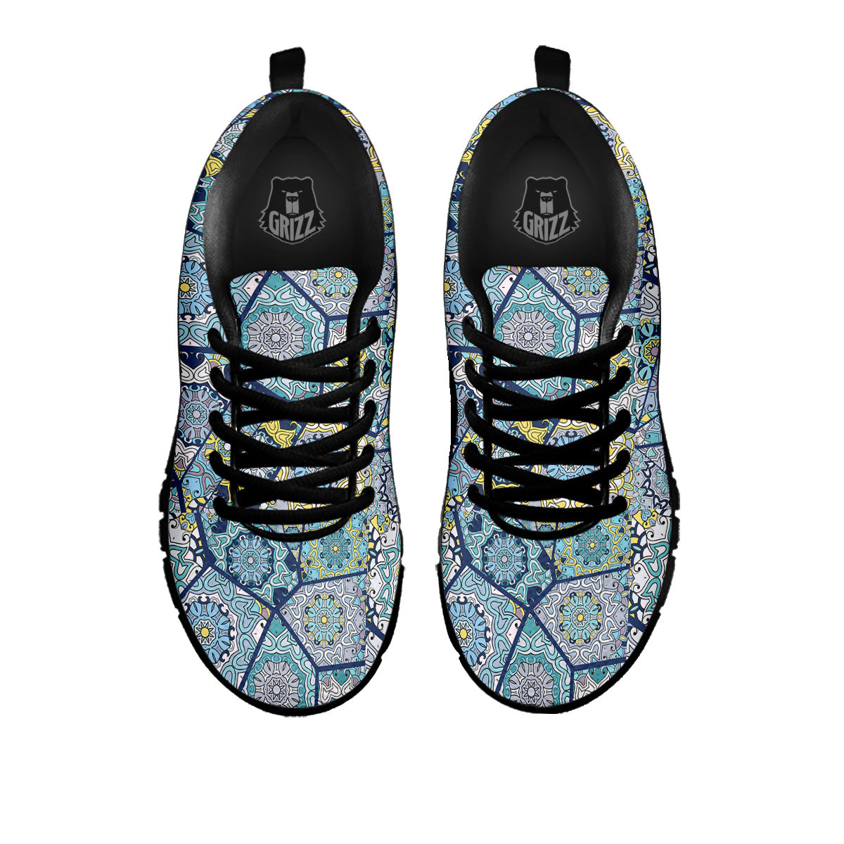 Patchwork Indian Floral Print Pattern Black Sneaker-grizzshop