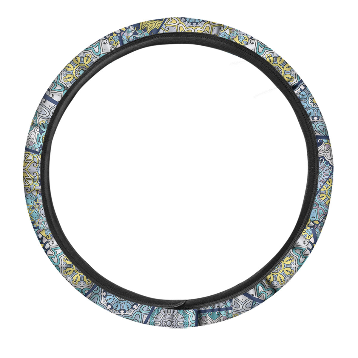 Patchwork Indian Floral Print Pattern Car Steering Wheel Cover-grizzshop