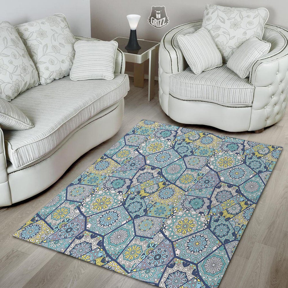 Patchwork Indian Floral Print Pattern Floor Mat-grizzshop