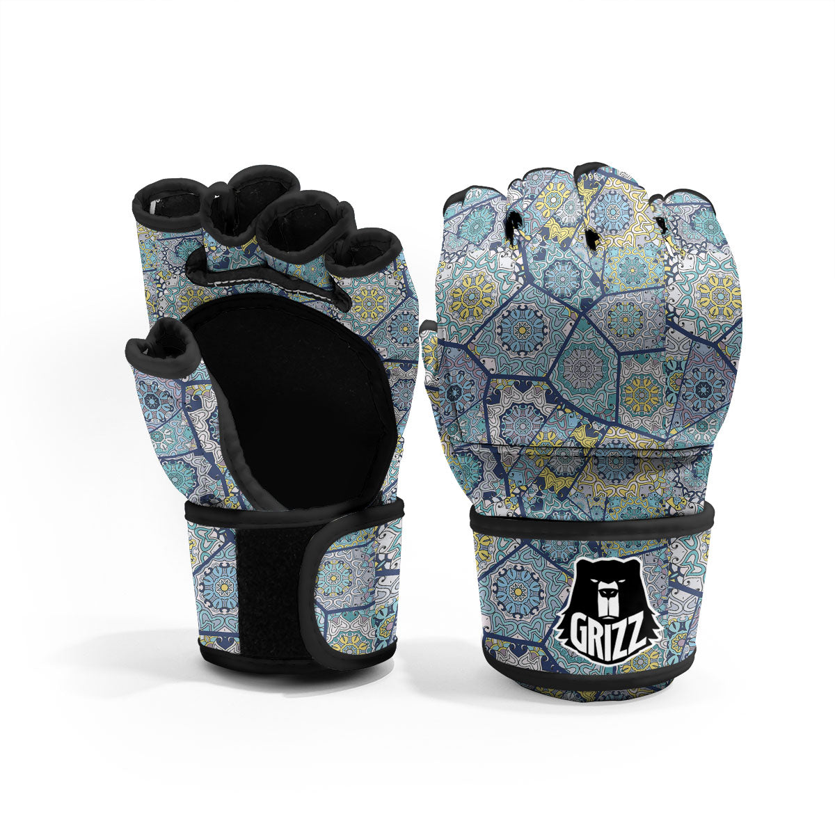 Patchwork Indian Floral Print Pattern MMA Gloves-grizzshop