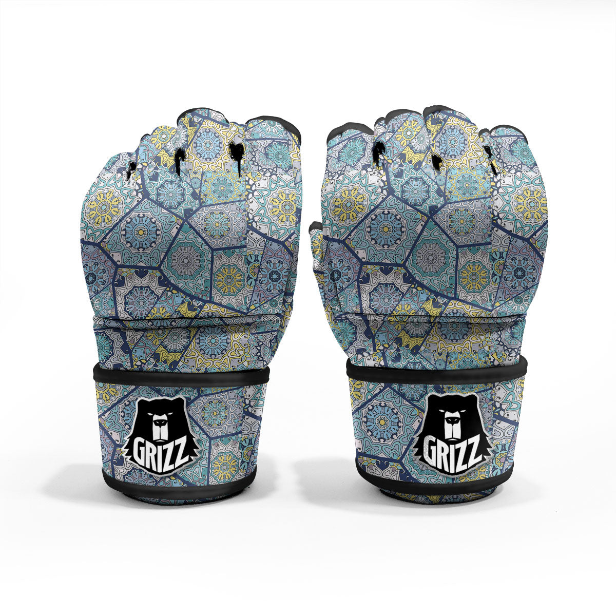 Patchwork Indian Floral Print Pattern MMA Gloves-grizzshop