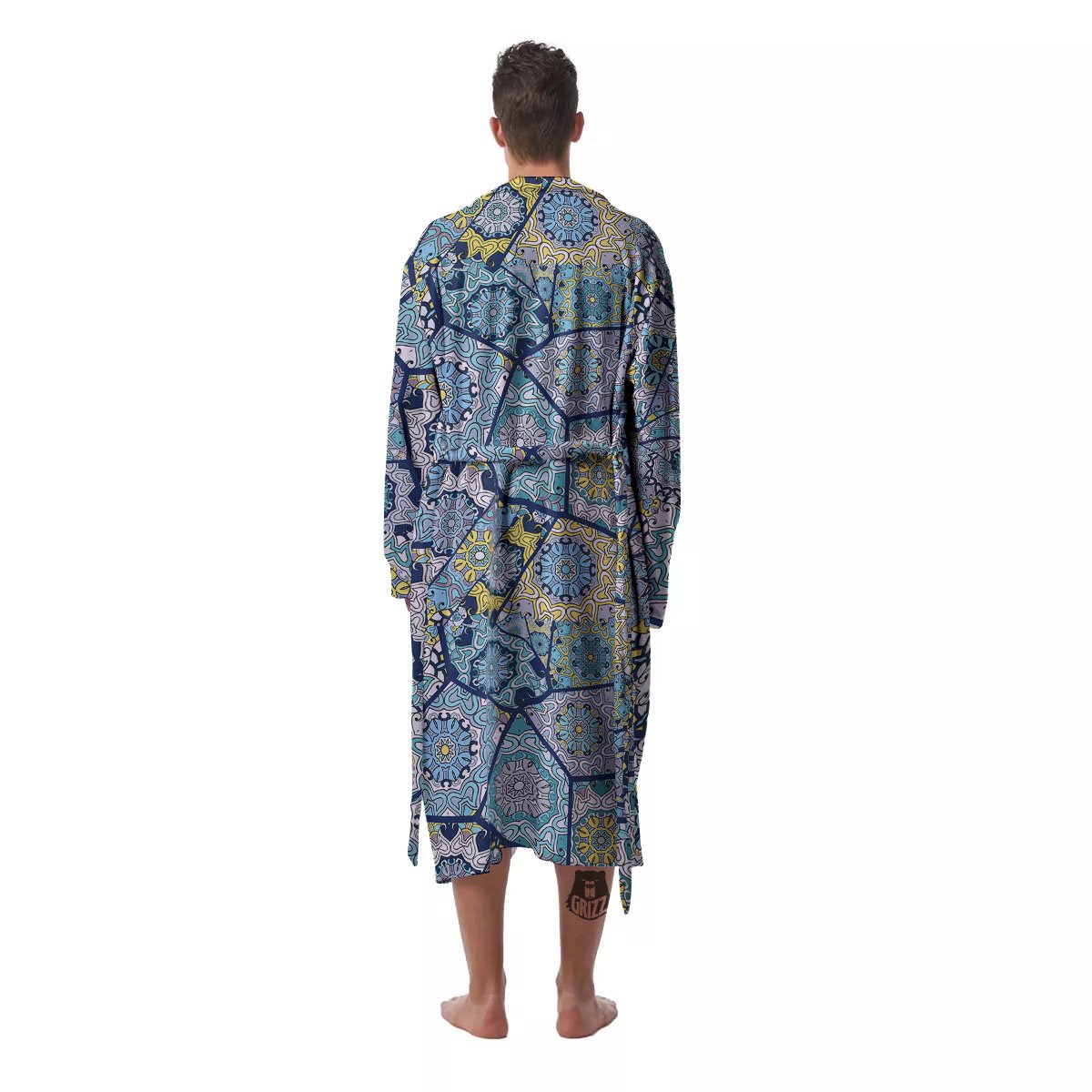 Patchwork Indian Floral Print Pattern Men's Robe-grizzshop