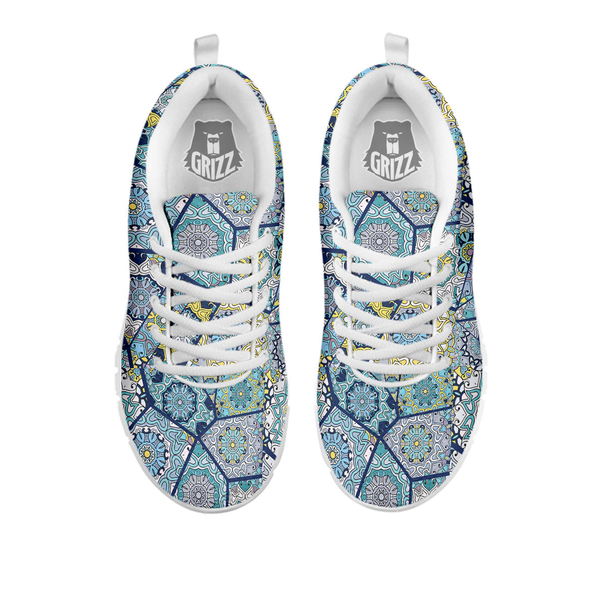 Patchwork Indian Floral Print Pattern White Sneaker-grizzshop
