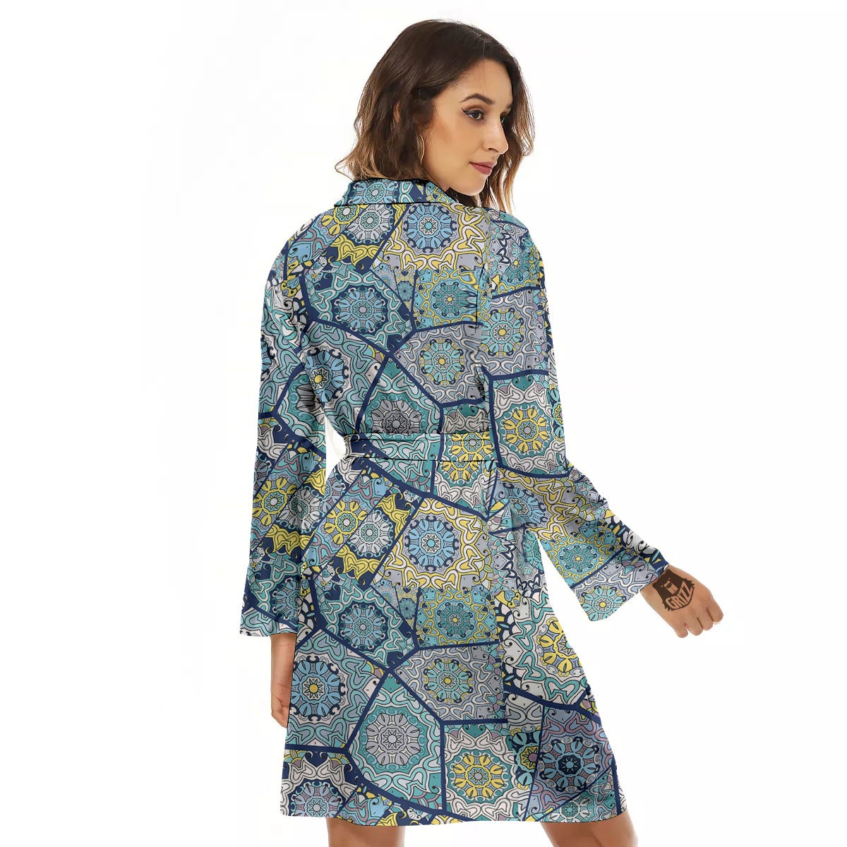 Patchwork Indian Floral Print Pattern Women's Robe-grizzshop