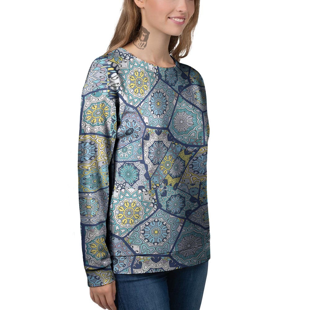 Patchwork Indian Floral Print Pattern Women's Sweatshirt-grizzshop