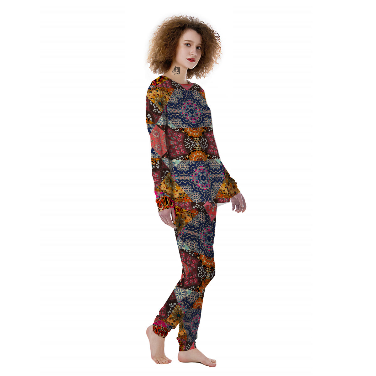 Patchwork Indian Flower Mandala Print Pattern Women's Pajamas-grizzshop