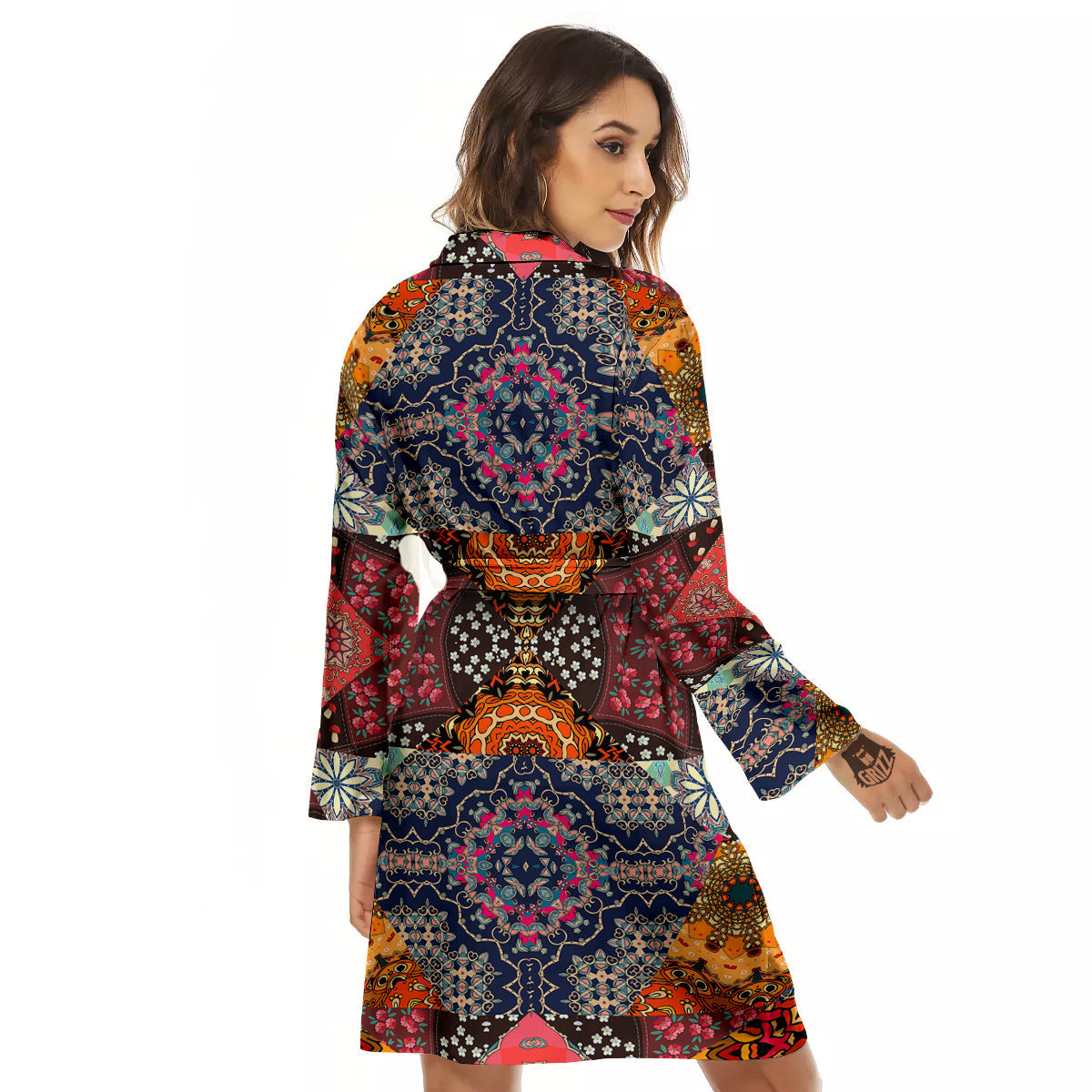 Patchwork Indian Flower Mandala Print Pattern Women's Robe-grizzshop
