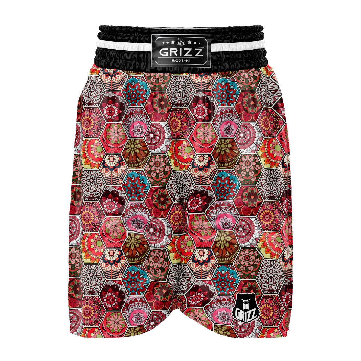 Patchwork Indian Print Pattern Boxing Shorts-grizzshop