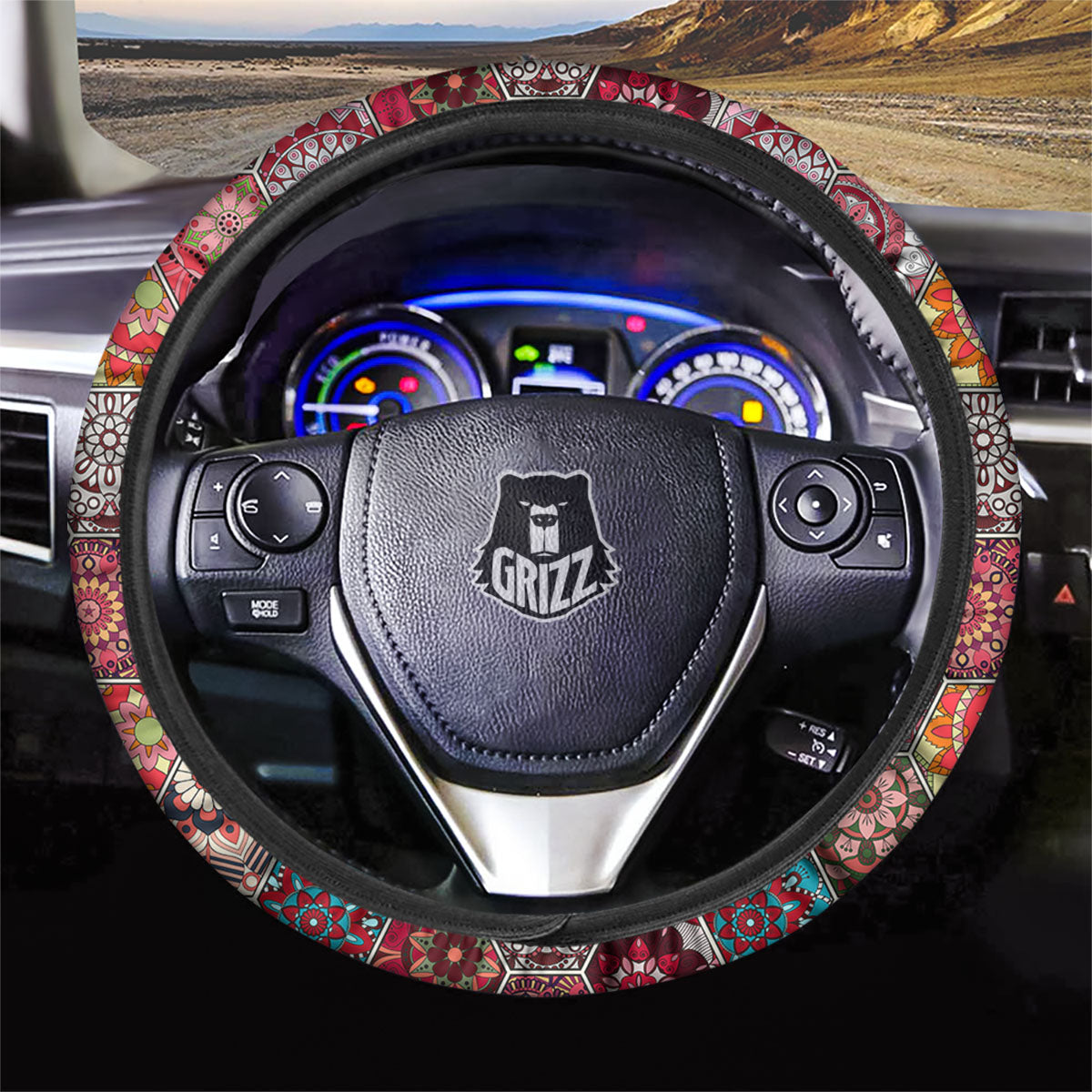 Patchwork Indian Print Pattern Car Steering Wheel Cover-grizzshop