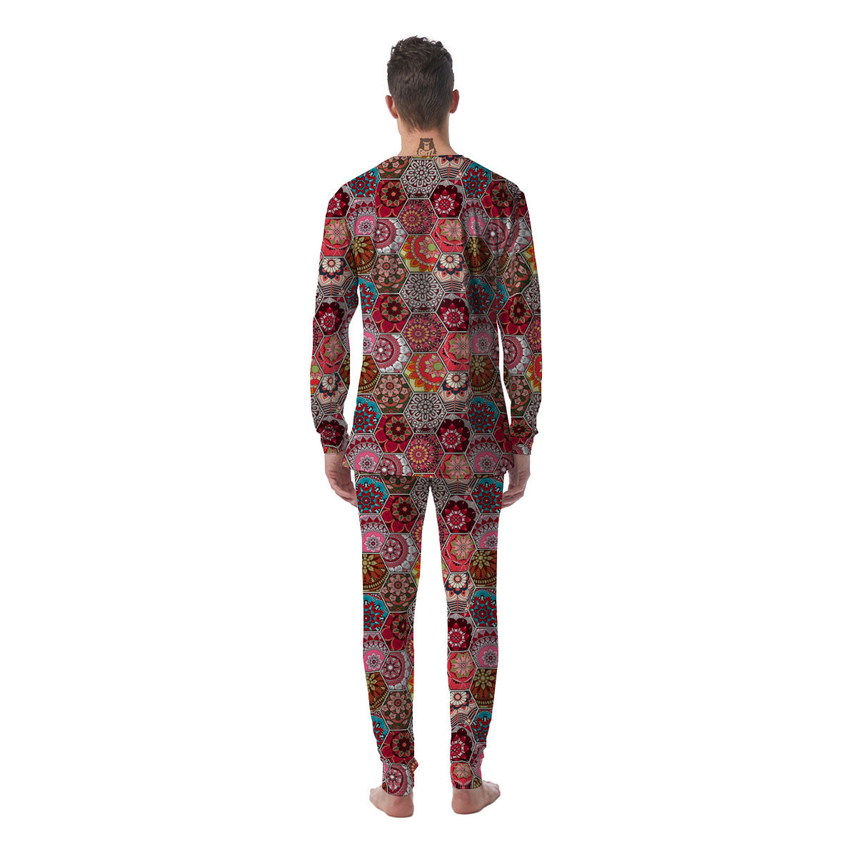 Patchwork Indian Print Pattern Men's Pajamas-grizzshop