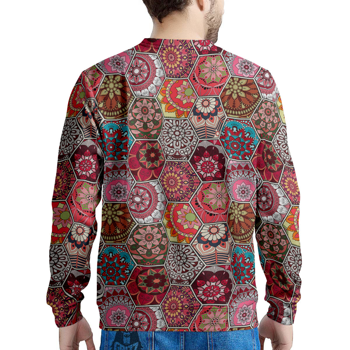 Patchwork Indian Print Pattern Men's Sweatshirt-grizzshop