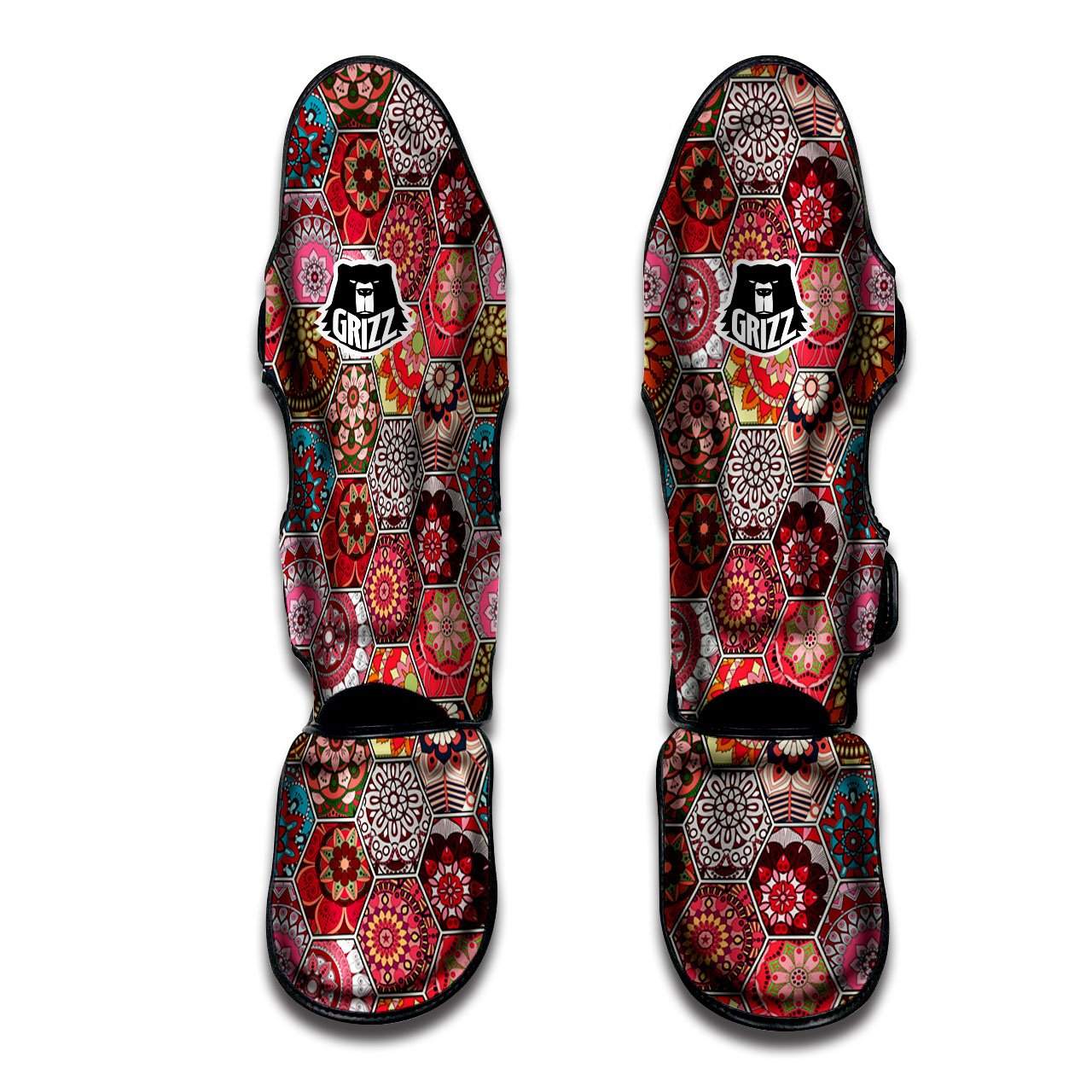 Patchwork Indian Print Pattern Muay Thai Shin Guards-grizzshop