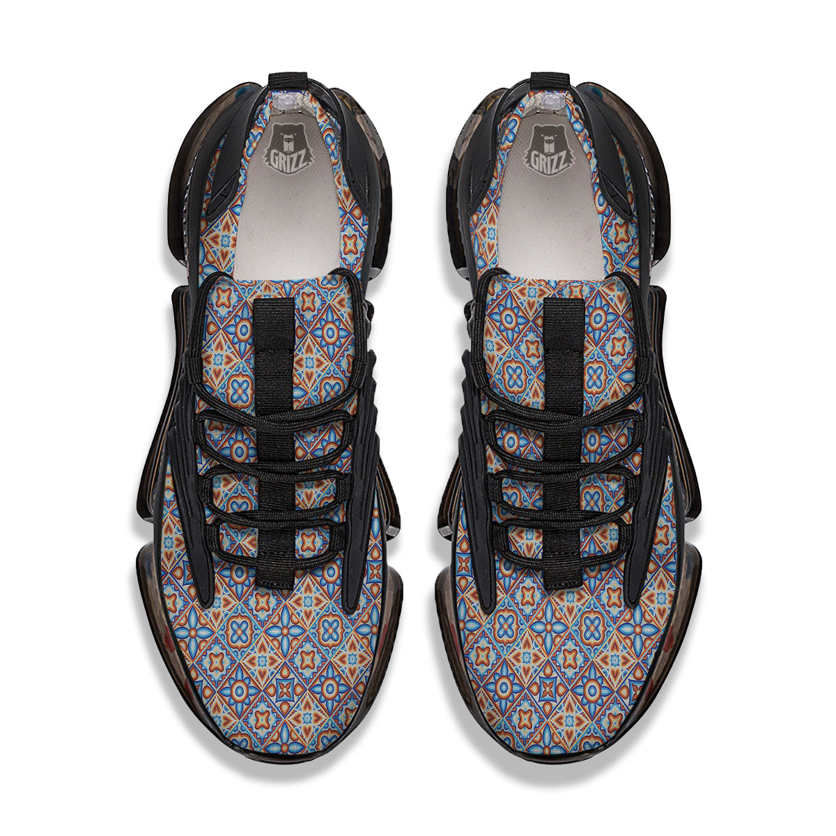 Patchwork Mosaic Print Pattern Black Gym Shoes-grizzshop