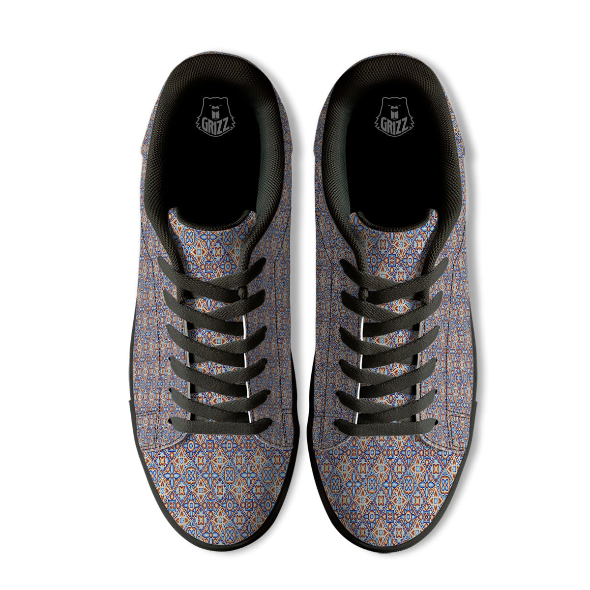 Patchwork Mosaic Print Pattern Black Low Top Sneakers-grizzshop