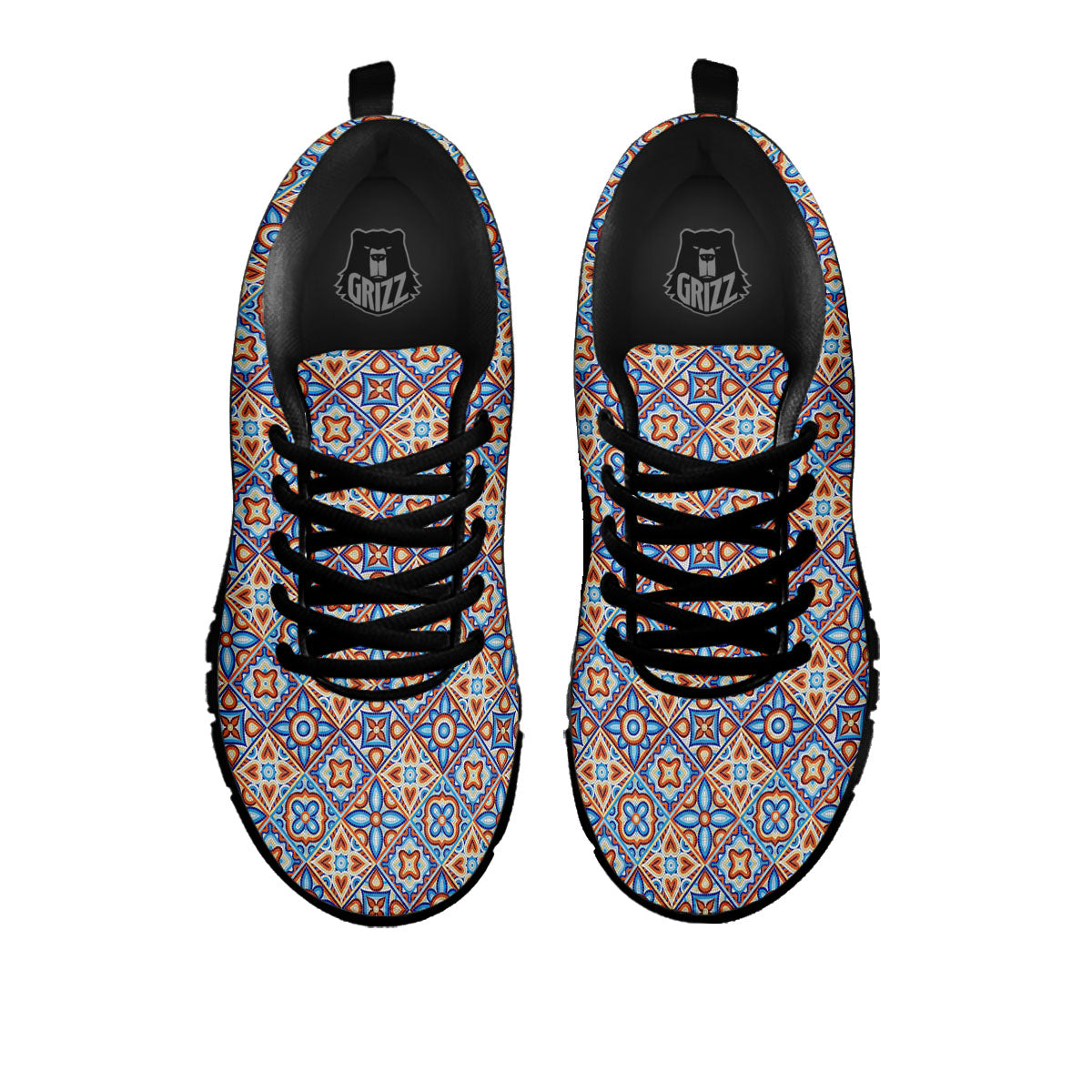 Patchwork Mosaic Print Pattern Black Sneaker-grizzshop