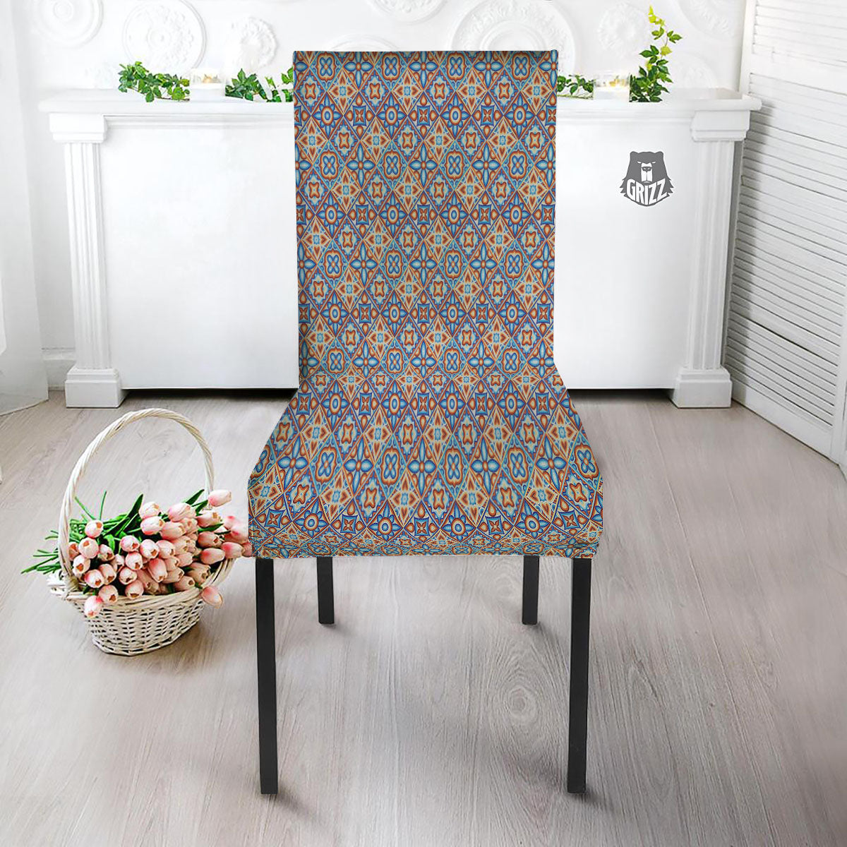 Patchwork Mosaic Print Pattern Dining Chair Slipcover-grizzshop