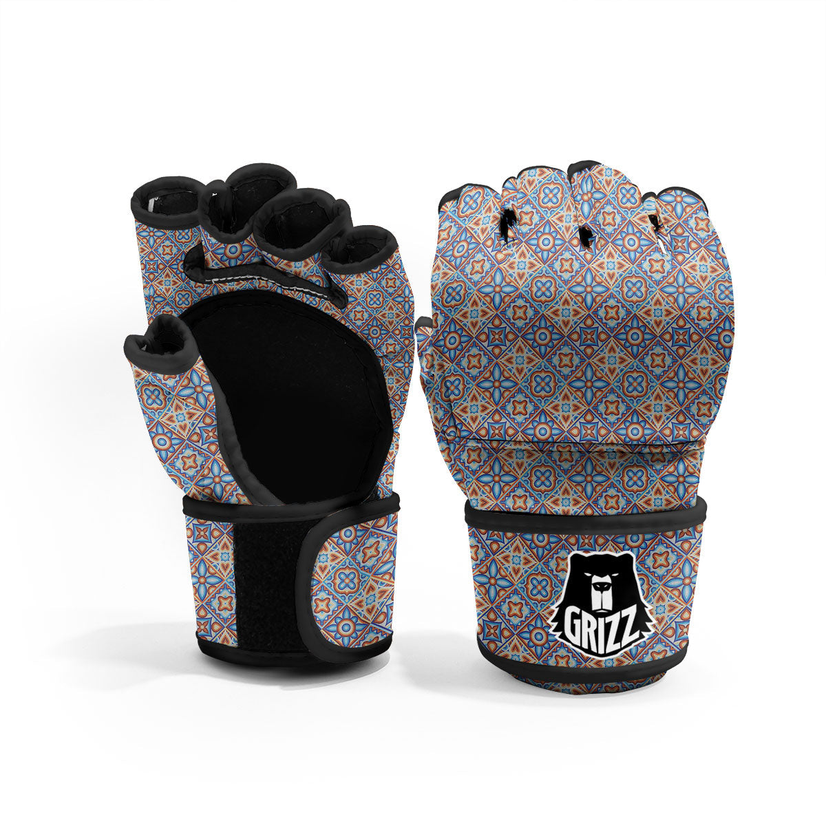 Patchwork Mosaic Print Pattern MMA Gloves-grizzshop