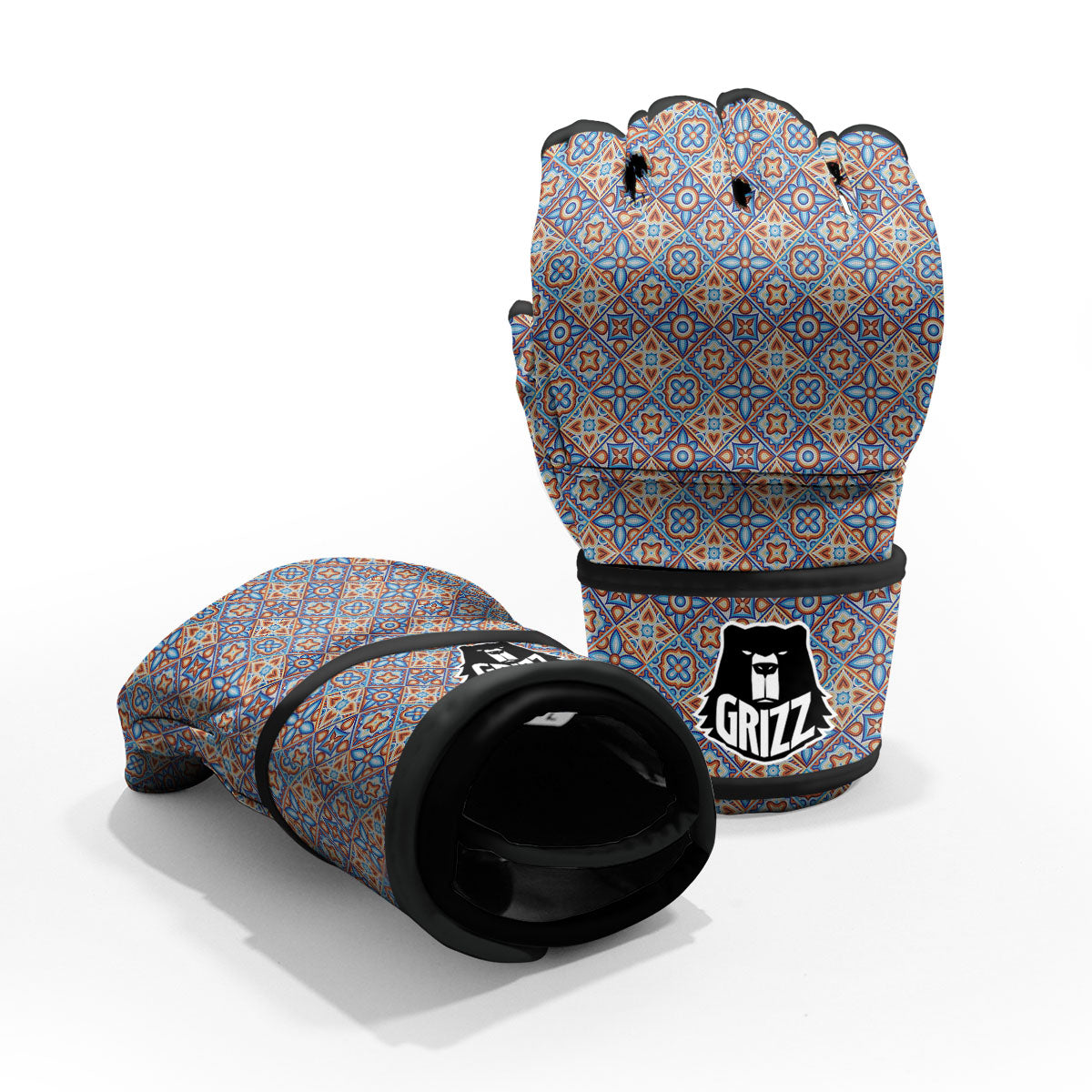 Patchwork Mosaic Print Pattern MMA Gloves-grizzshop