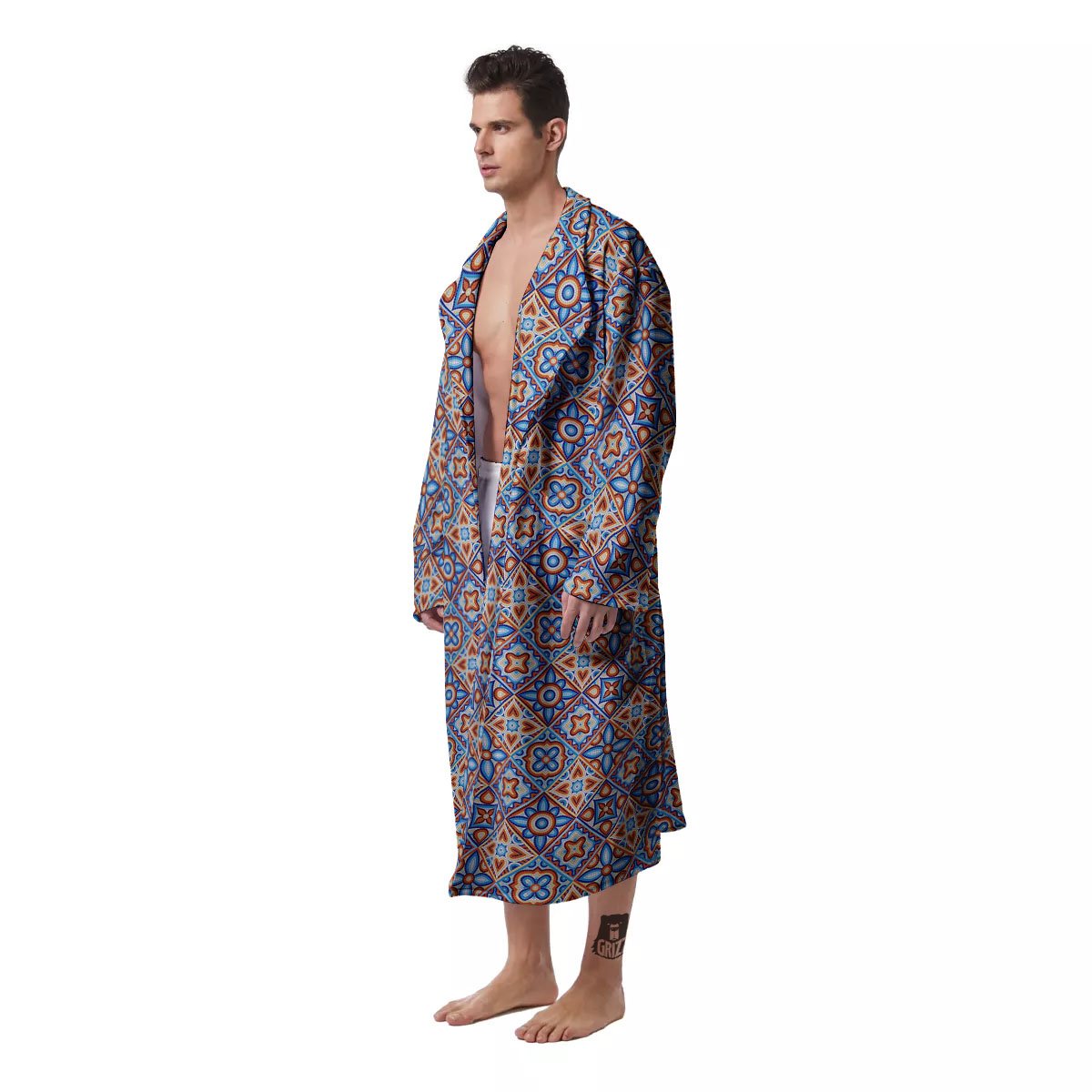 Patchwork Mosaic Print Pattern Men's Robe-grizzshop